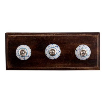 Border Ceramic Wooden Hooks